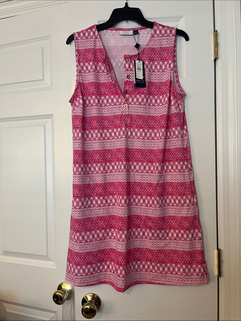 Talbots Pink & White Sleeveless V-Neck Swim Cover